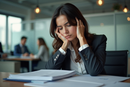 Femme d affaires fatiguée dans un bureau en open space