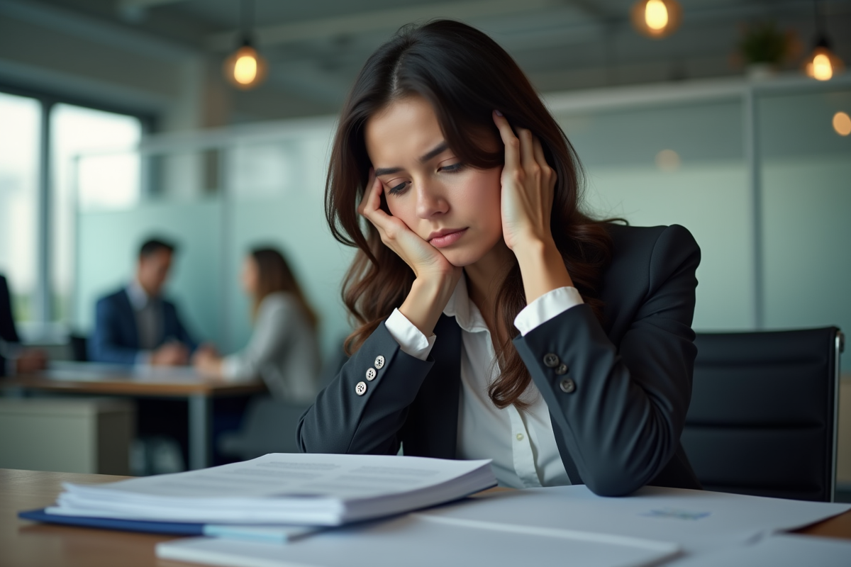 Femme d affaires fatiguée dans un bureau en open space