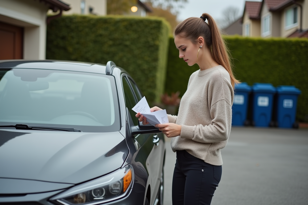 Femme vérifiant une facture de maintenance près d