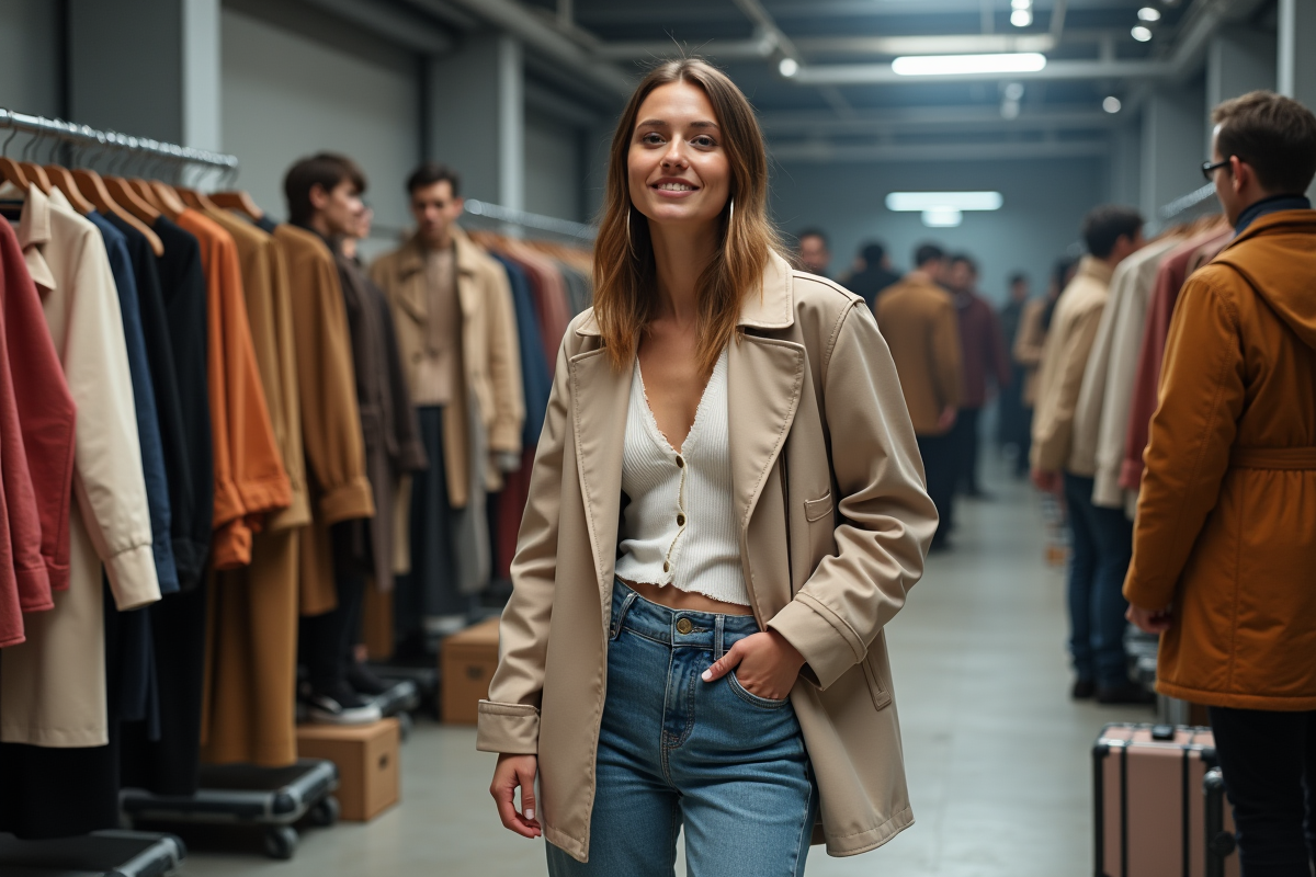 Jeune femme styliste backstage lors d un défilé de mode