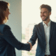 Jeune intern recevant un handshake de son manager dans un bureau lumineux