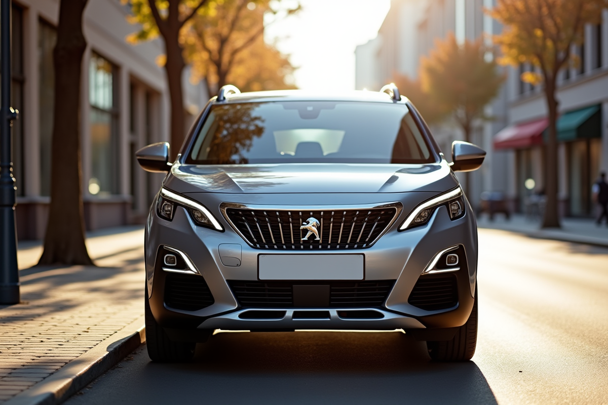 Peugeot 3008 récent en stationnement urbain en plein jour