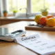 Table de cuisine avec balance alimentaire et fruits frais